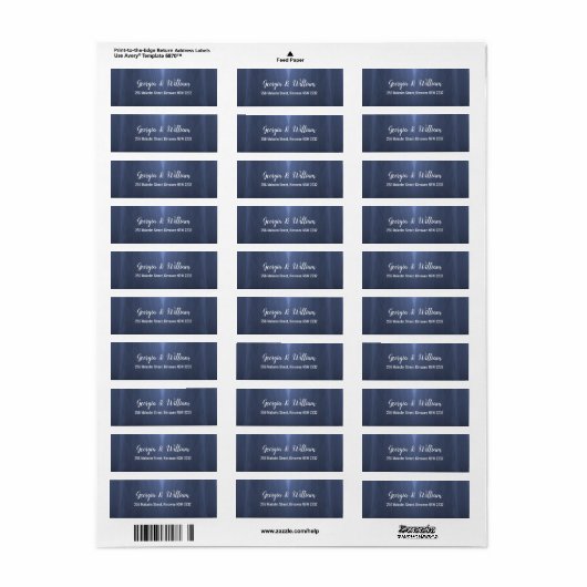 Elegant Blue Romantic Return Address Labels (Full Sheet)