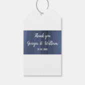 Elegant Blue Romantic Weddenschap Dank je Label Cadeaulabel (Voorkant)