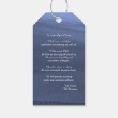Elegant Blue Romantic Weddenschap Dank je Label Cadeaulabel (Achterkant)