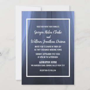 Elegant Blue Romantic Wedding Invitation Card Bedankkaart