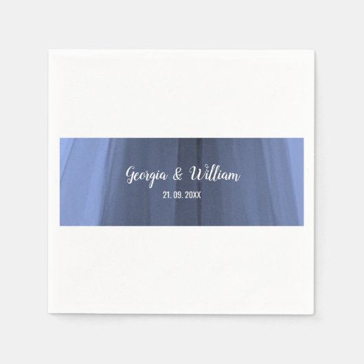 Elegant Blue Romantic Wedding Paper Napkin Servet (Voorkant)