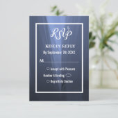 Elegant Blue Romantic Wedding RSVP-kaart Kaart (Staand voorkant)