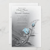 Elegant Blue Roos Bridal Shower Invitation Kaart (Voorkant / Achterkant)