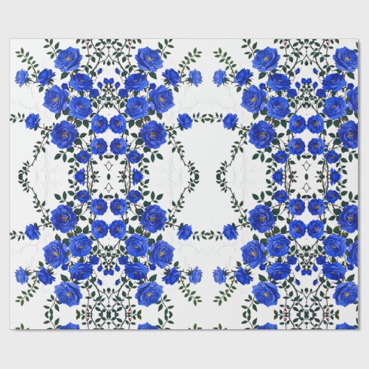Elegant Blue Roos Cadeaupapier (Vlak)
