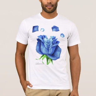 Elegant Blue Roos Floral Fantasy Waterverf T-shirt