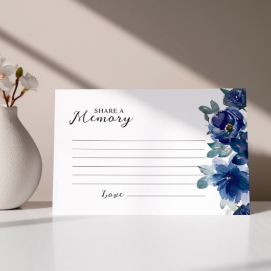 Elegant Blue Roos Funeral Share a Memory Kaart