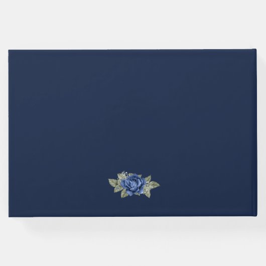 Elegant Blue Roos Gold Floral Funeral Photo Gastenboek (Achterkant)