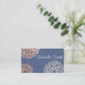 Elegant Blue Roos Gold Glitter Dahlia Floral Visitekaartje (Staand voorkant)