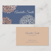 Elegant Blue Roos Gold Glitter Dahlia Floral Visitekaartje (Voorkant / Achterkant)