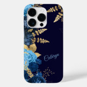Elegant Blue Roos Gold Leaf Case-Mate iPhone Case (Achterkant)