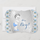 Elegant Blue Roos Pearl Baby Blue Baby shower Kaart (Voorkant)