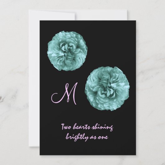 Elegant BLUE Roos - Uitnodiging voor witte en zwar (Achterkant)