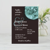 Elegant BLUE Roos - Uitnodiging voor witte en zwar (Staand voorkant)