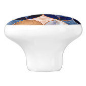 Elegant Blue + Rose Gold Geometric Pattern Keramische Knop (Zijkant)
