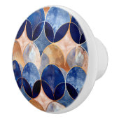 Elegant Blue + Rose Gold Geometric Pattern Keramische Knop (Rechts)