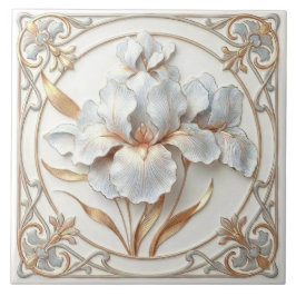 Elegant Blue Rose Gold Stylized Lilies Tegeltje