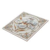 Elegant Blue Rose Gold Stylized Lilies Tegeltje (Zijkant)