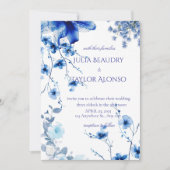 Elegant Blue Rose Wedding Invite Kaart (Voorkant)