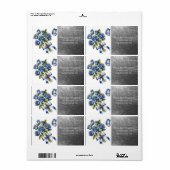 Elegant Blue Roses & Butterfly Silver Wedding Etiket (Full Sheet)