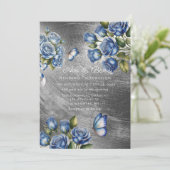 Elegant Blue Roses Butterfly Silver Wedding Kaart (Staand voorkant)