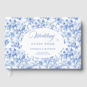 Elegant Blue Roses French Toile Guest Book Gastenboek (Voorkant)