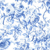 Elegant Blue Roses French Toile Guest Book Gastenboek