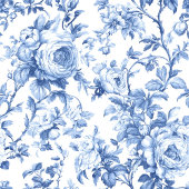 Elegant Blue Roses French Toile Wedding Program Programmakaart