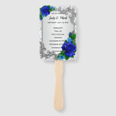 Elegant Blue Roses Huwelijksprogramma Handwaaier (Voorkant)