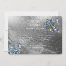 Elegant Blue Roses Silver Rehearsal Dinner