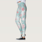 Elegant Blue Roze kerstboomschilderpatroon Leggings (Links)