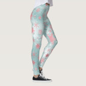 Elegant Blue Roze kerstboomschilderpatroon Leggings (Rechts)