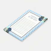 Elegant Blue Rozen Floral Gingham to do List Post-it® Notes (Schuin)
