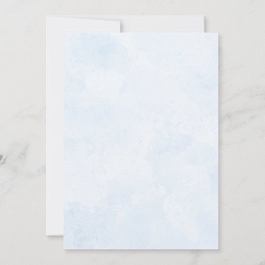 Elegant Blue Rozen Greenery Baptism Christening Bedankkaart (Achterkant)