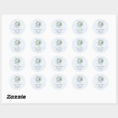 Elegant Blue Rozen Greenery Baptism Christening Ronde Sticker (Vel)