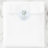 Elegant Blue Rozen Greenery Baptism Christening Ronde Sticker (Tas)