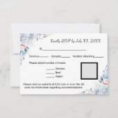 Elegant Blue Rozen RSVP Kaartje (Voorkant)