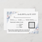Elegant Blue Rozen RSVP Kaartje (Voorkant / Achterkant)