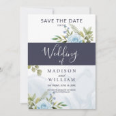 Elegant Blue Rozen Save The Date (Voorkant)
