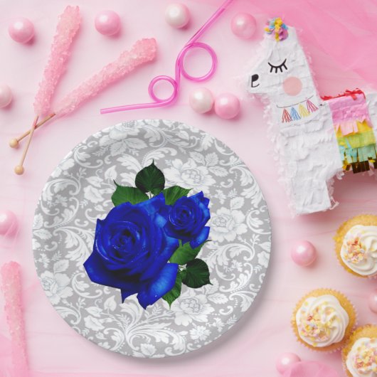 Elegant Blue Rozen Wedding Paper Bord (Feest)