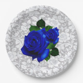 Elegant Blue Rozen Wedding Paper Bord (Voorkant)