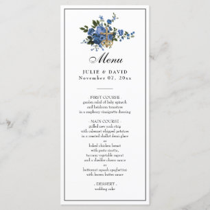 Elegant Blue Rozen Wedding Religding Menu
