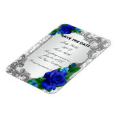Elegant Blue Rozen Wedding Save the Date Magnet Magneet (Linkerzijde)
