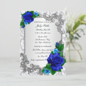 Elegant Blue Rozen Wedding Vrijgezellenfeest Kaart (Staand voorkant)