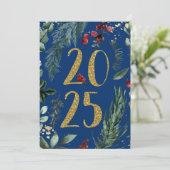 Elegant Blue Rustic 2025 Nieuwjaar vakantie Kaart (Staand voorkant)