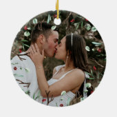 Elegant Blue Rustic 2025 Nieuwjaar vakantie Kaart Keramisch Ornament (Achterkant)