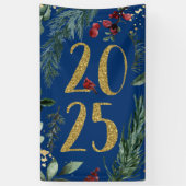 Elegant Blue Rustic 2025 Nieuwjaarsfeest Spandoek (Verticaal)