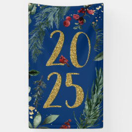 Elegant Blue Rustic 2025 Nieuwjaarsfeest Spandoek