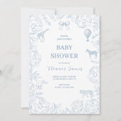 Elegant Blue Safari Baby shower Kaart (Voorkant)