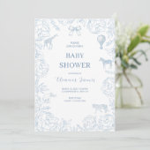 Elegant Blue Safari Baby shower Kaart (Staand voorkant)