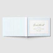 Elegant Blue & Sage Striped Wedding Invitation Gastenboek (Volledig)